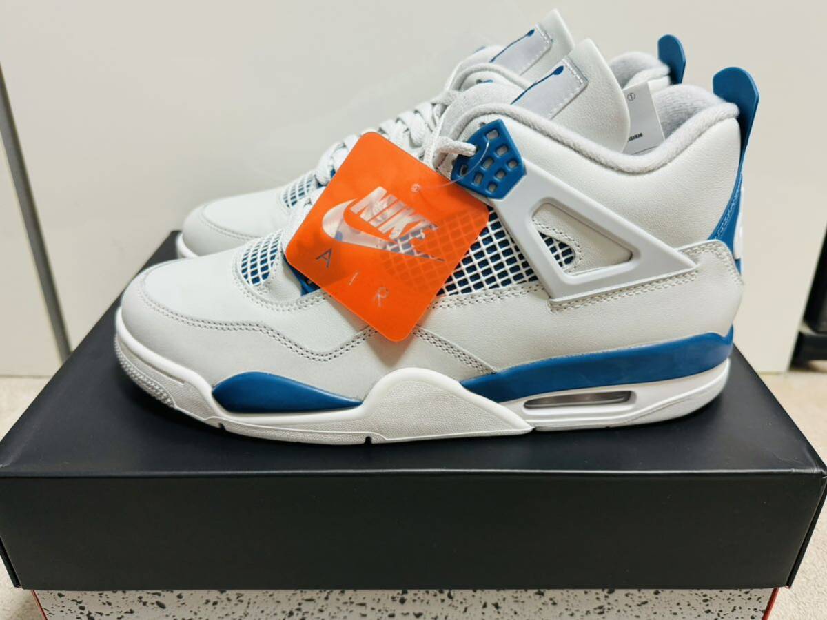 新品未使用！定価以下〜!AIR JORDAN 4 RETRO 28.5 10.5 OFF WHITE/MILITARY BLUE-NEUTRAL GREY 抽選当選品 オフホワイトミリタリーブルー_画像3