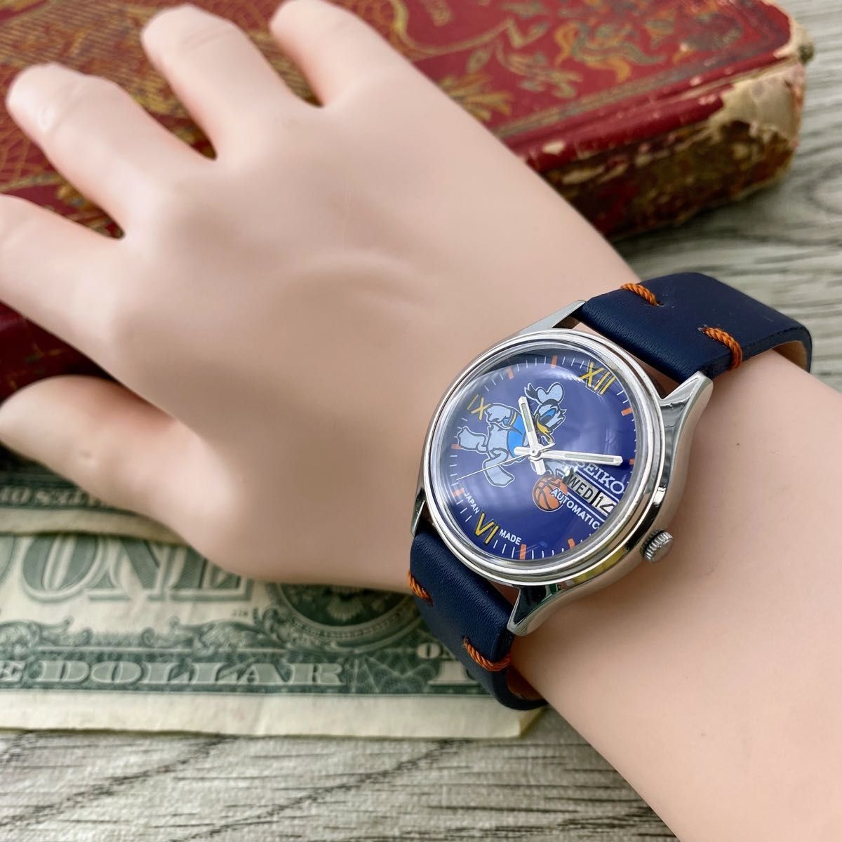 【レトロ可愛い】セイコー ドナルド メンズ腕時計 ブルー 自動巻き ヴィンテージ_画像9
