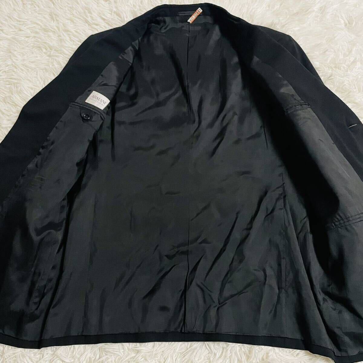  beautiful goods /XXL corresponding *ARMANI COLLEZIONI setup single suit black 3L 52 large size Armani ko let's .-ni2B high class gentleman clothes 