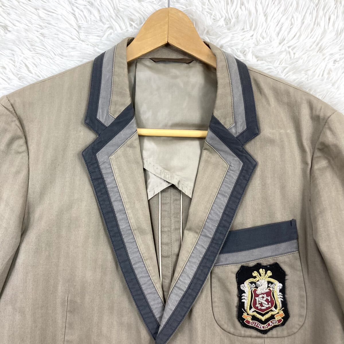 美品/リネン混●Paul Smith ポールスミス テーラードジャケット アウター ブレザー サマーコットン 麻 ワッペン 切替 L メンズ 軽量 春夏の画像4