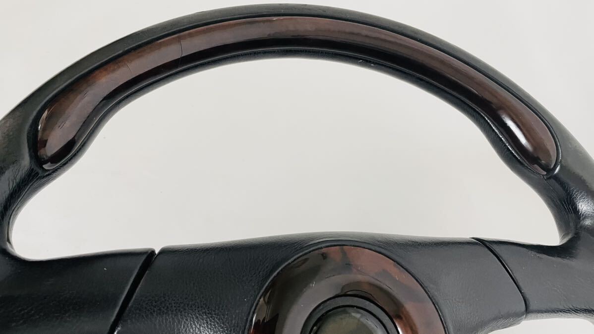 VERONA Victoria Bellona creel Tria steering wheel steering gear leather × wood combination steering wheel diameter approximately 37cm rare 