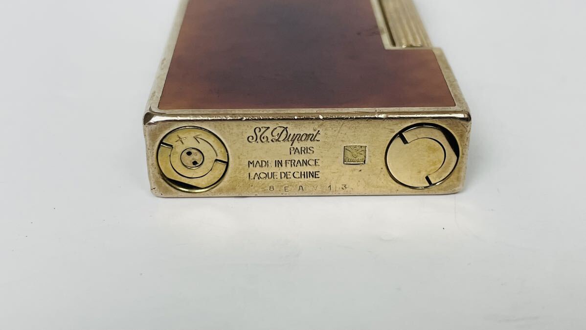 S.T.Dupont デュポン ガスライター ライン2 鼈甲 ベッコウ×ゴールド 希少 喫煙具 火花確認_画像9
