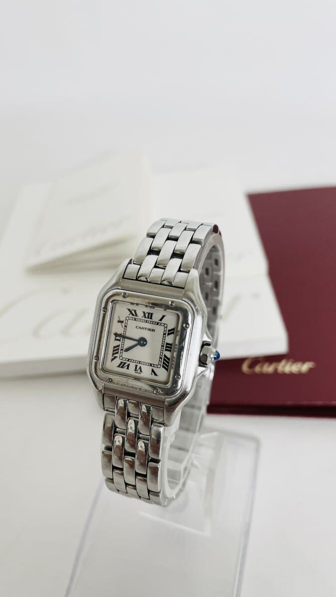 Cartier カルティエ パンテール 1320 ホワイト文字盤 2針 シルバー レディースクォーツ 腕時計 付属あり 新品電池交換済み 稼働品の画像1