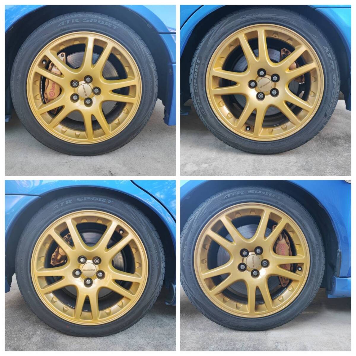 スバル 純正ホイール ブレンボ対応 タイヤ・ホイール 17インチ 7.5J+53 PCD100 5H ATR SPORT 225/45R17 インプレッサ WRX STI GDB_画像1