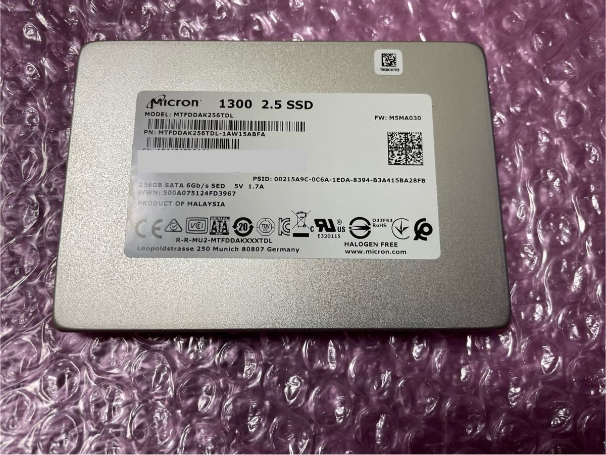 Micron製 マイクロン 1300シリーズ MTFDDAK256TDL 内蔵SSD2.5インチ 256GB