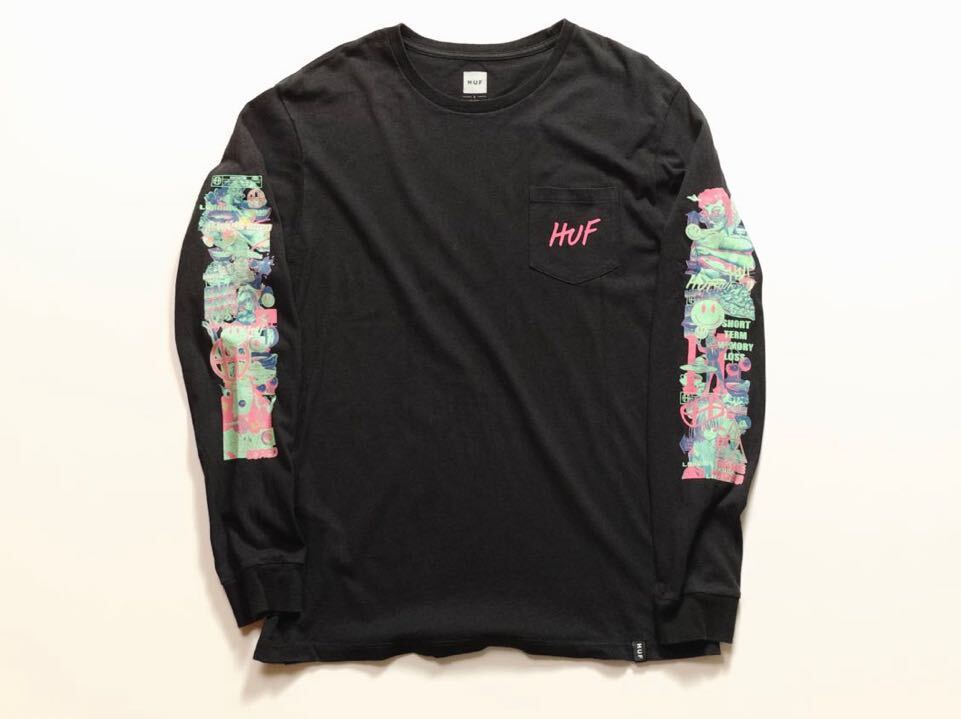 【L】HUF SHORT TERM L/S tee shirt 長袖 Tシャツ ロンT 黒 アニメ ピンナップ anime_画像1