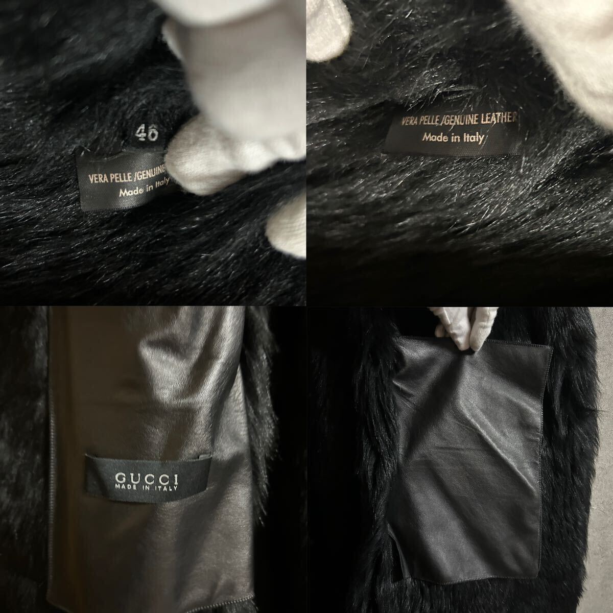 1 иен ~ 1 старт высококлассный товар [ ремень * вешалка есть ] Gucci овечья кожа мутон макси длина длинное пальто довольно большой XL мех меховое пальто внешний 