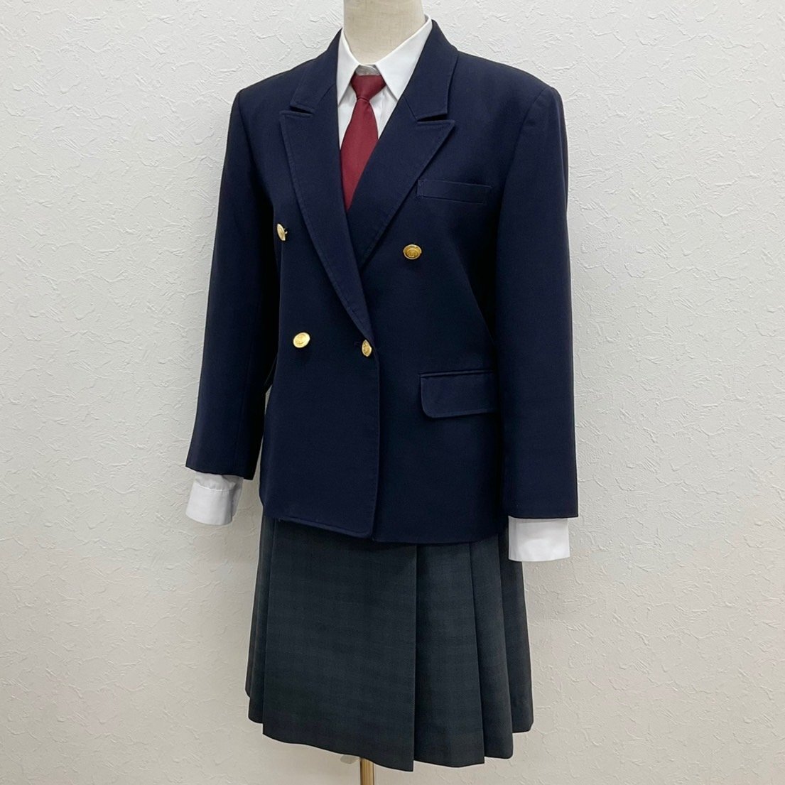 U694/S1206(中古)東京都 武蔵村山高校 旧制服 4点 /ブレザー,ブラウス:LL程度/冬スカート:W78程度丈59/ネクタイ/着用感あり/冬服/卒業生品/_画像1