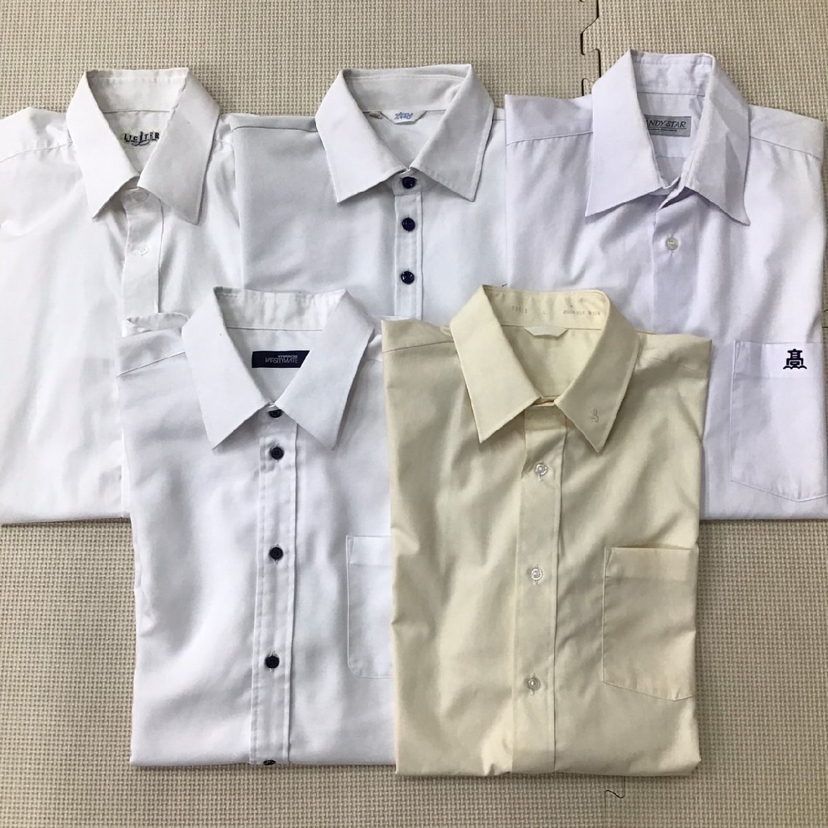 O276/Y( used ) Tohoku direction man . uniform shirt 5 point /M/L/ long sleeve shirt / short sleeves shirt / winter clothes / summer clothing / white / eggshell white / junior high school / high school / school uniform / set sale 