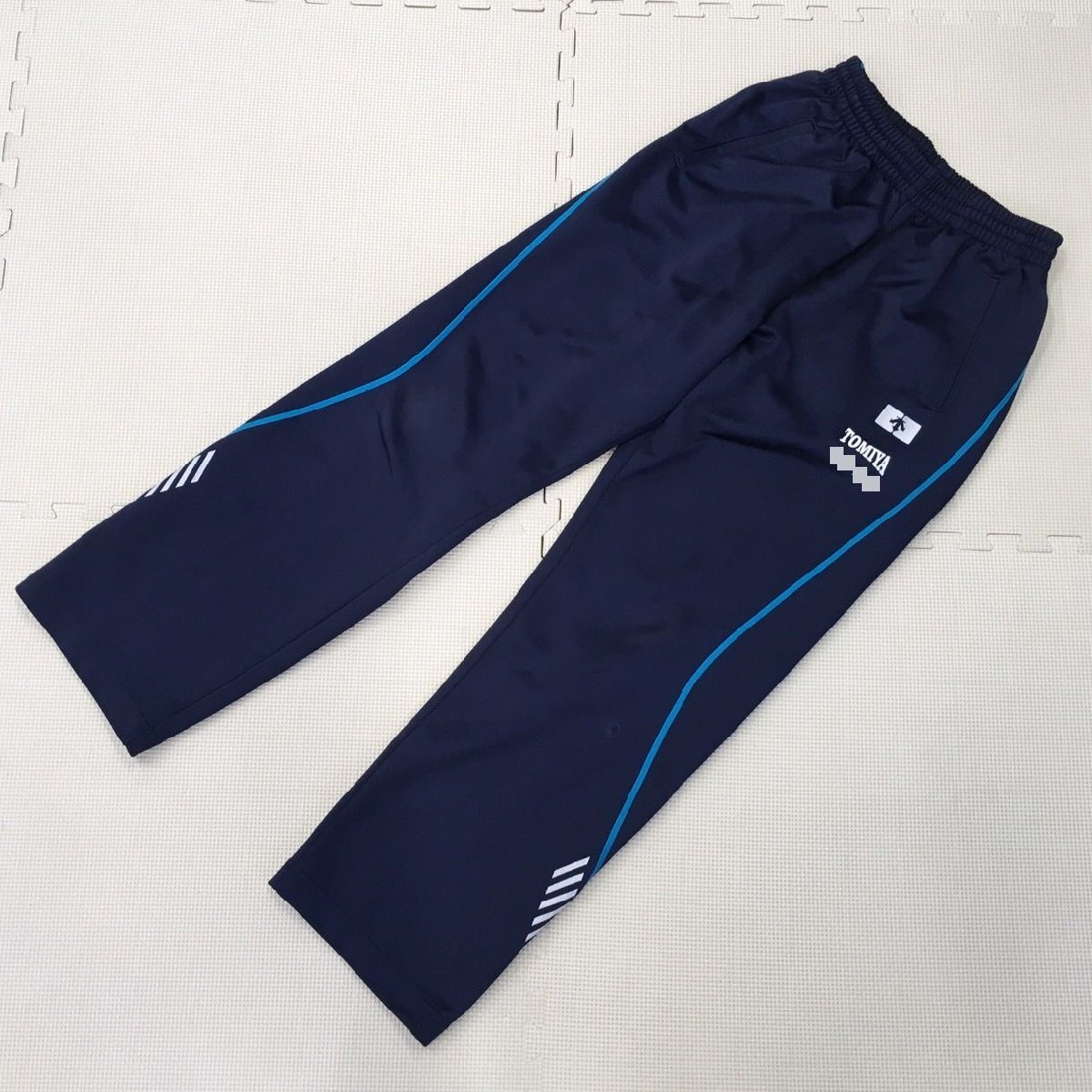 A717/S1127( used ) Miyagi prefecture .. high school gym uniform 5 point / long sleeve, short sleeves :LL/ long trousers, shorts :LL/DESCENTE/ navy blue × blue / wearing feeling equipped / man ./ short period put on supplies 