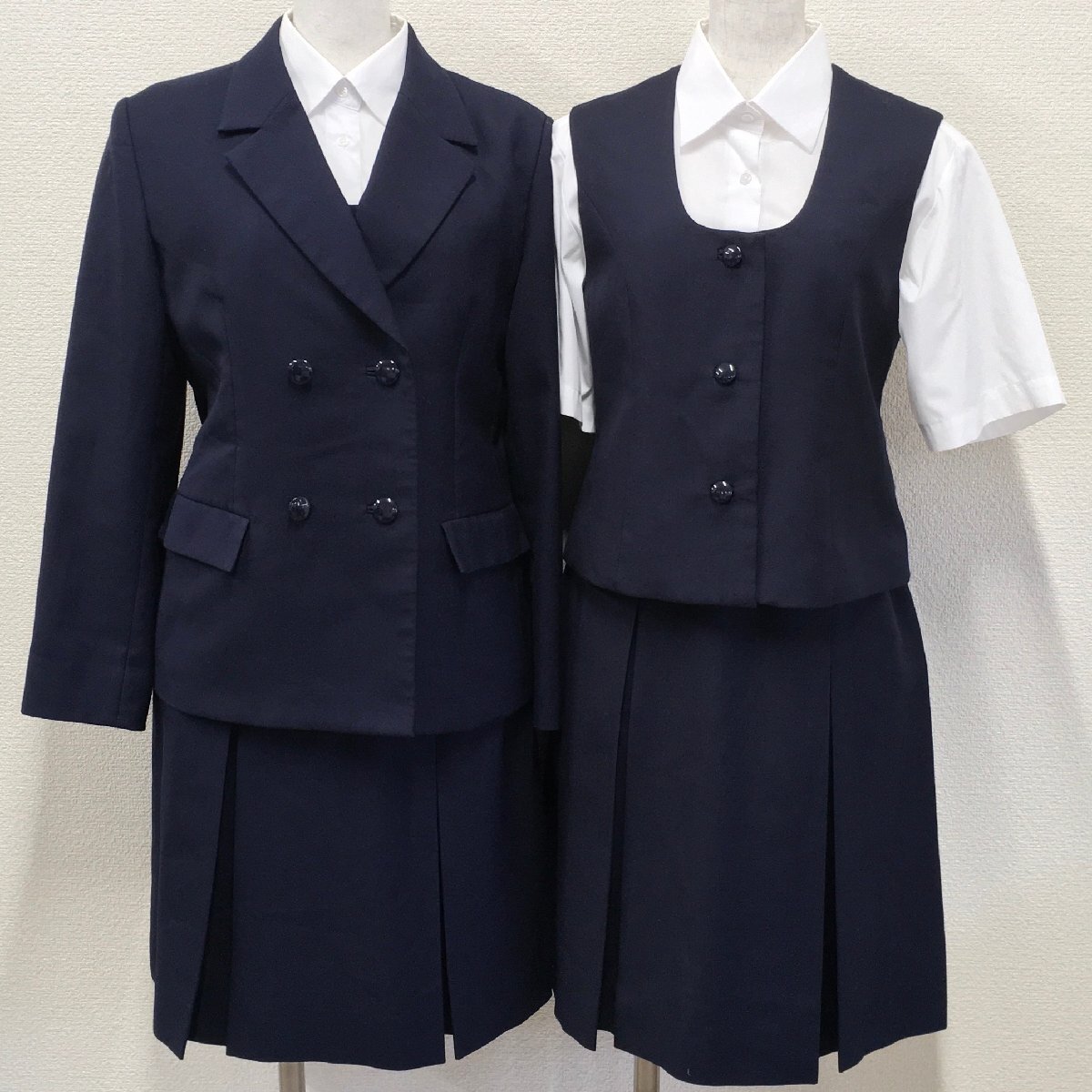 A729/T(中古)茨城県 土浦第一高校 女子制服7点 /旧制服/160A57/W63/ブレザー/ブラウス/スカート/紺/NAKAMORI/LuluSweet/学生服/卒業生品_画像1