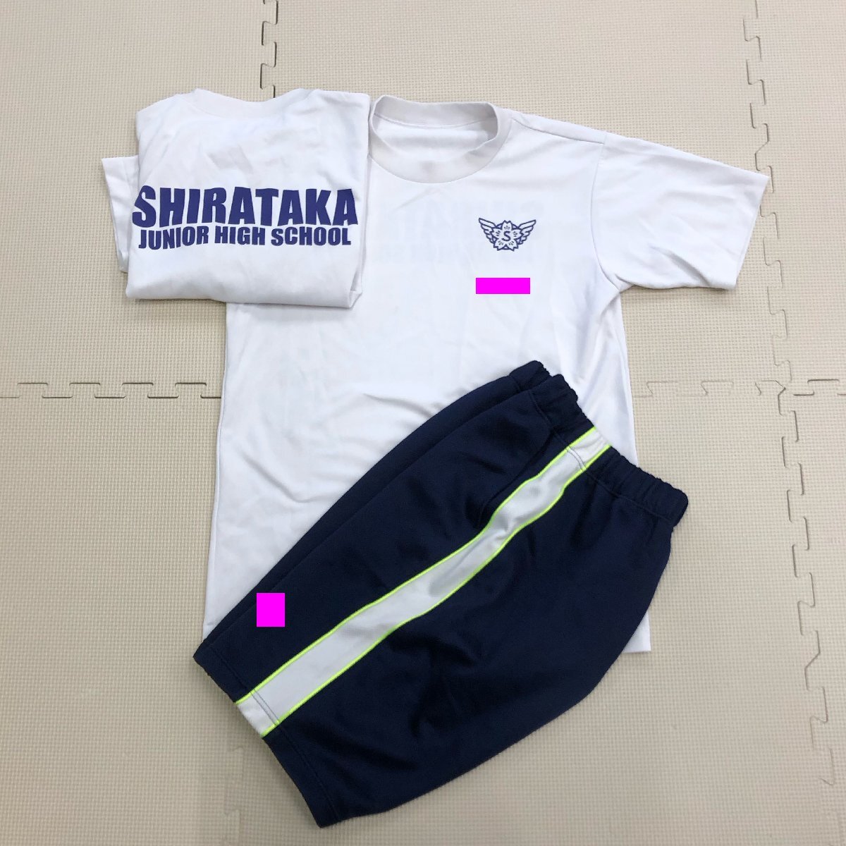 M676/Y ( used ) Yamagata prefecture white hawk junior high school [ gym uniform 3 point ] [ short sleeves :S] [ shorts :S] designation goods /Galax/ man . raw ./ gym uniform / jersey 