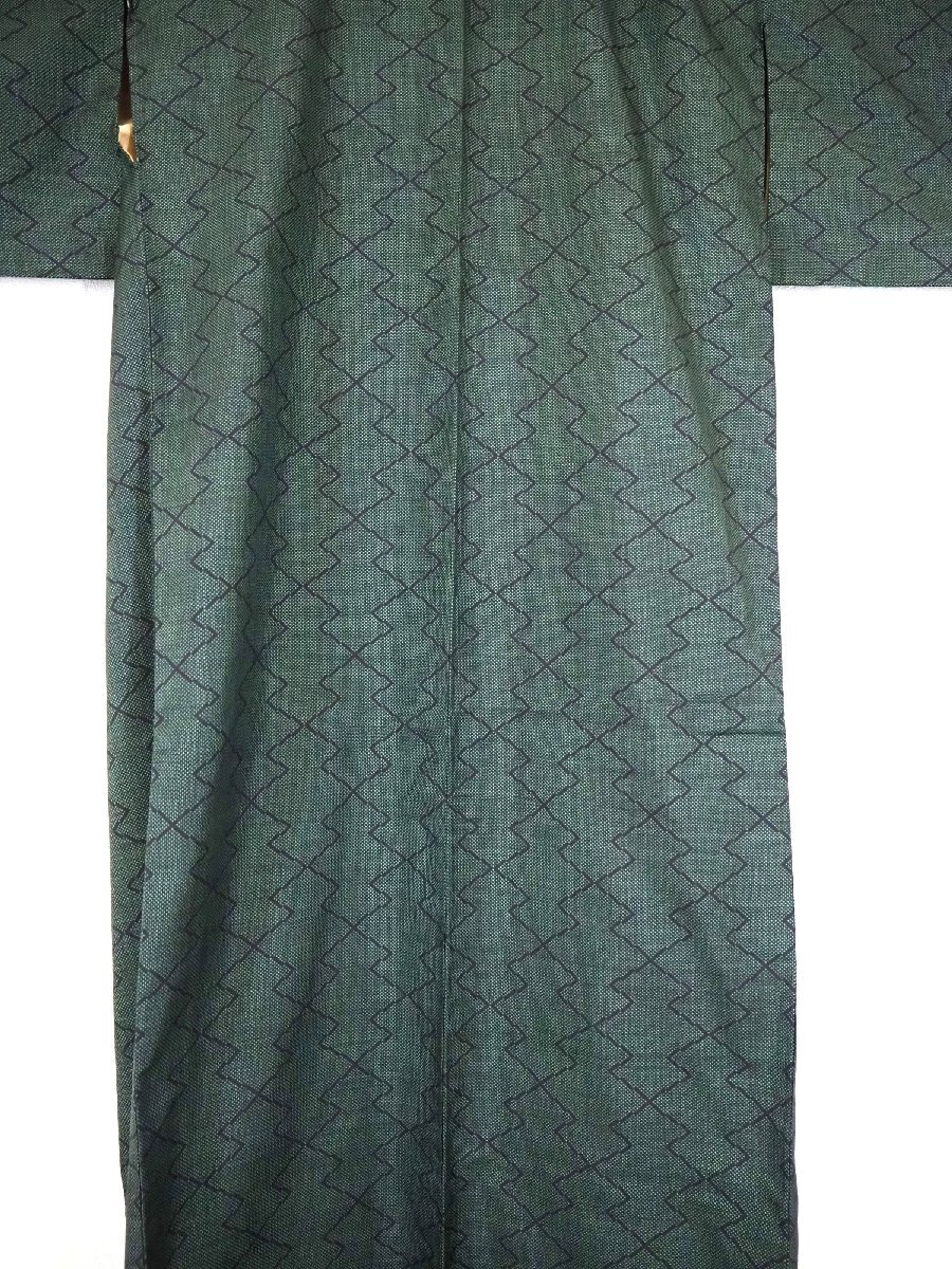 ** ④ Japanese clothes kimono green color black color . equipment for from stylish put on dressing practice for / kimono lining . some stains have [ kimono small articles / remake cloth ]**