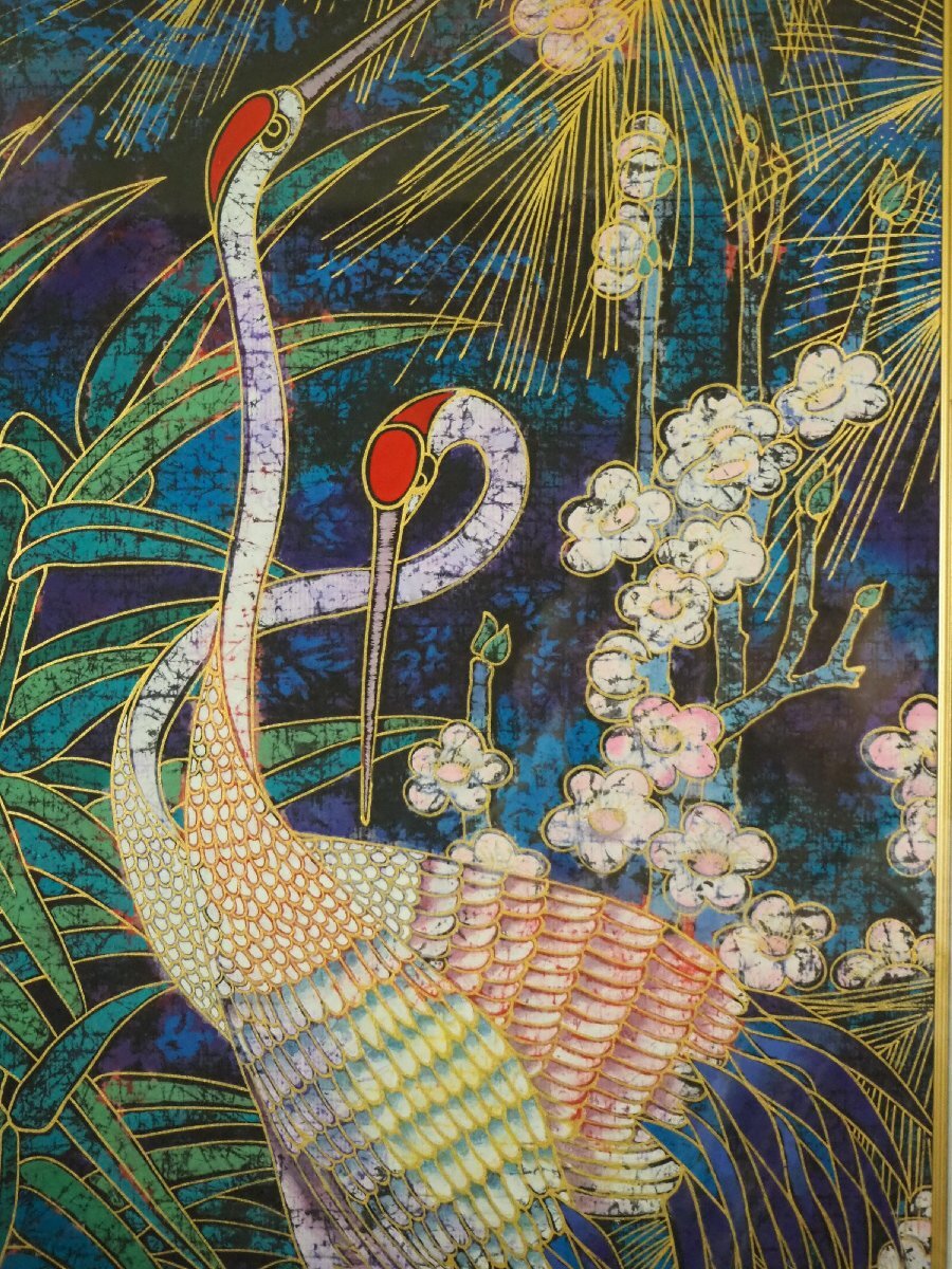 ★☆　絵画　現代美術　油絵 肉筆 　中国人画家　　ソン・ウェイ　　『　双鶴　/　花鳥図　』　/　インテリアアート　☆★_画像4