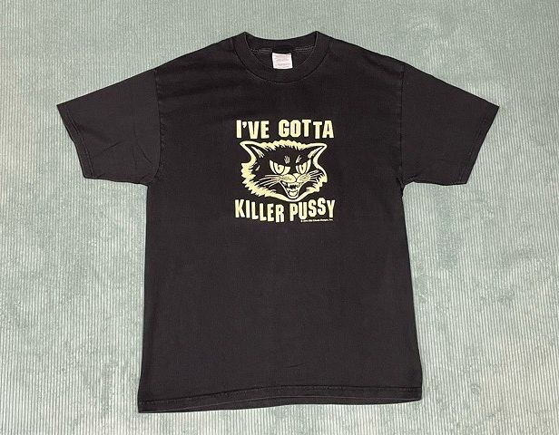 90’s オールドゴースト Old Ghost グリグレー John Grigley Tシャツ I’VE GOTTA KILLER PUSSY ブラック 黒 L [l-0933]_画像2