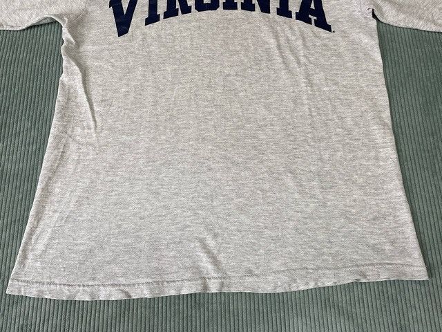 90’s 米国製 チャンピオン Champion Tシャツ バージニア大学 VIRGINIA アーチプリント 綿99 レーヨン1 杢グレー 大きめL [ta-1062]_画像5