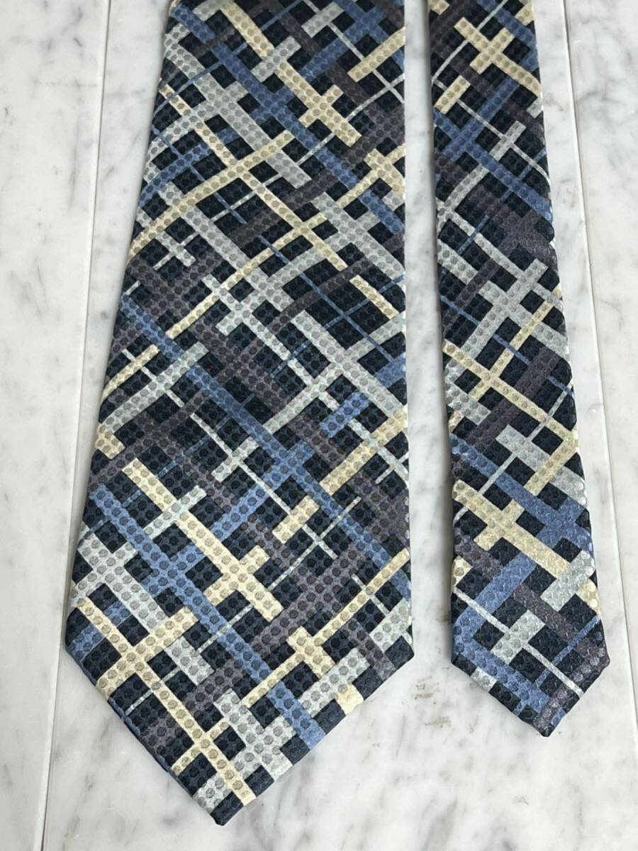  unused 699 jpy ~ Issey Miyake necktie check pattern total pattern navy series (B6)