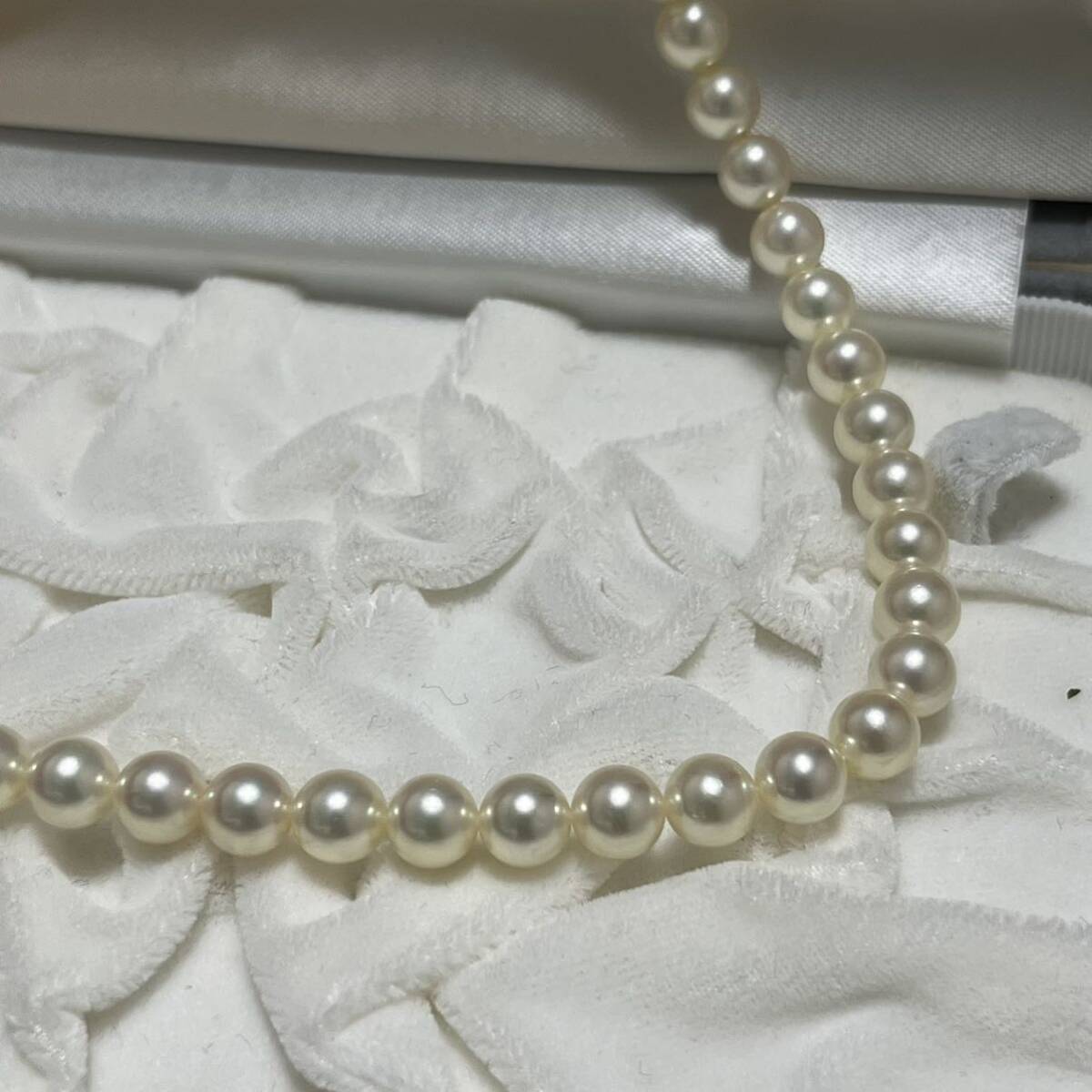 1円スタート あこや真珠 ネックレス パール 本真珠 SILVER 刻印 真珠 オーロラ花珠級 ほぼ無傷 照り照り7.0-7.5mmの画像2