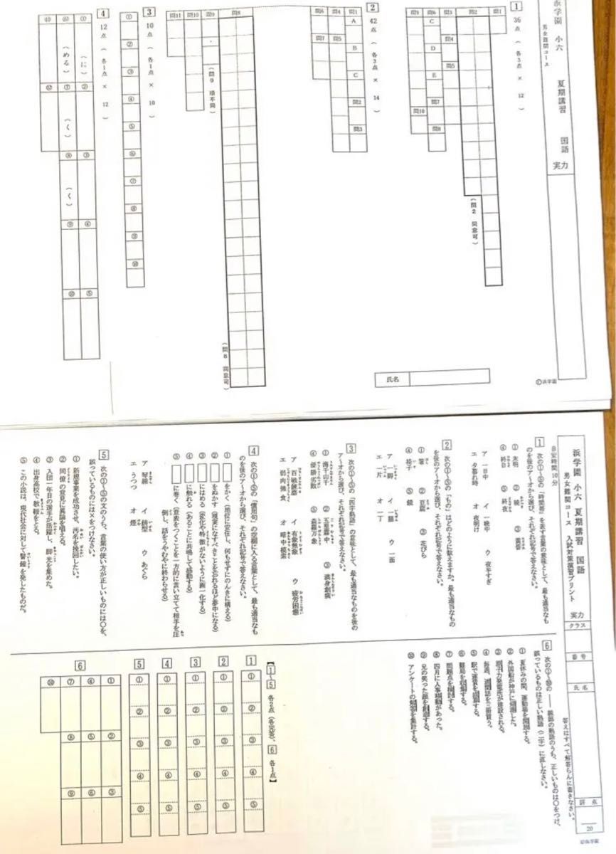 浜学園 小6 夏期講習 男女難関コース 国語 算数 理科 テストフル 浜学園 小6 夏期講習 男女難関コース 国語 算数 理科 テストフル