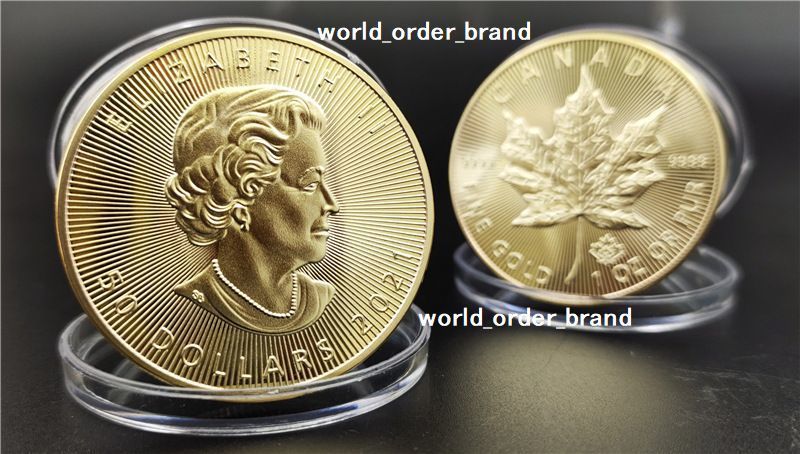  new goods!2 pieces set! 24kgp Maple leaf coin 1oz high quality fine quality feeling of quality high quality feeling of luxury great popularity cheap men's lady's * free shipping 