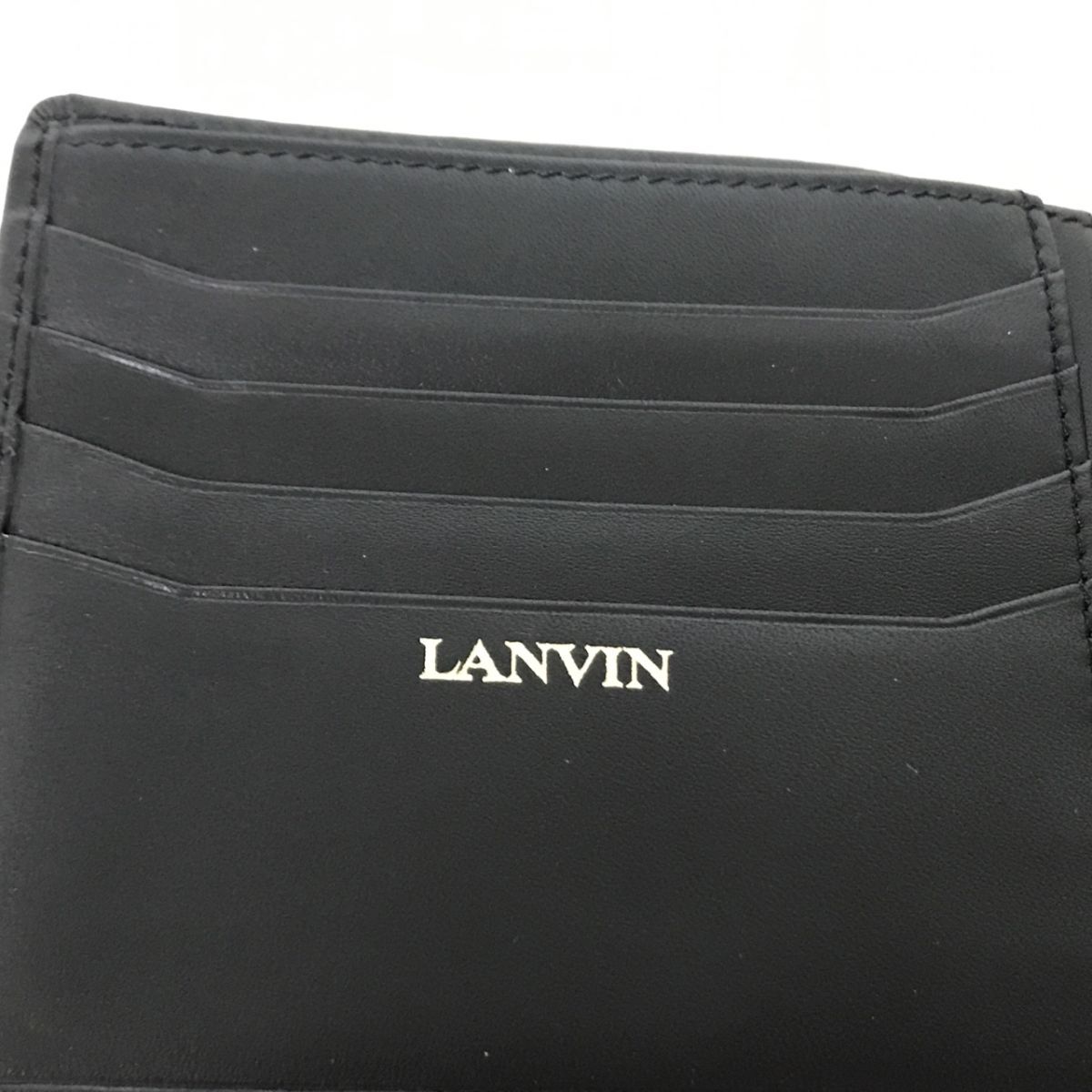 LANVIN ランバン 二つ折り財布 黒 ブラック レザー[C4507]_画像7