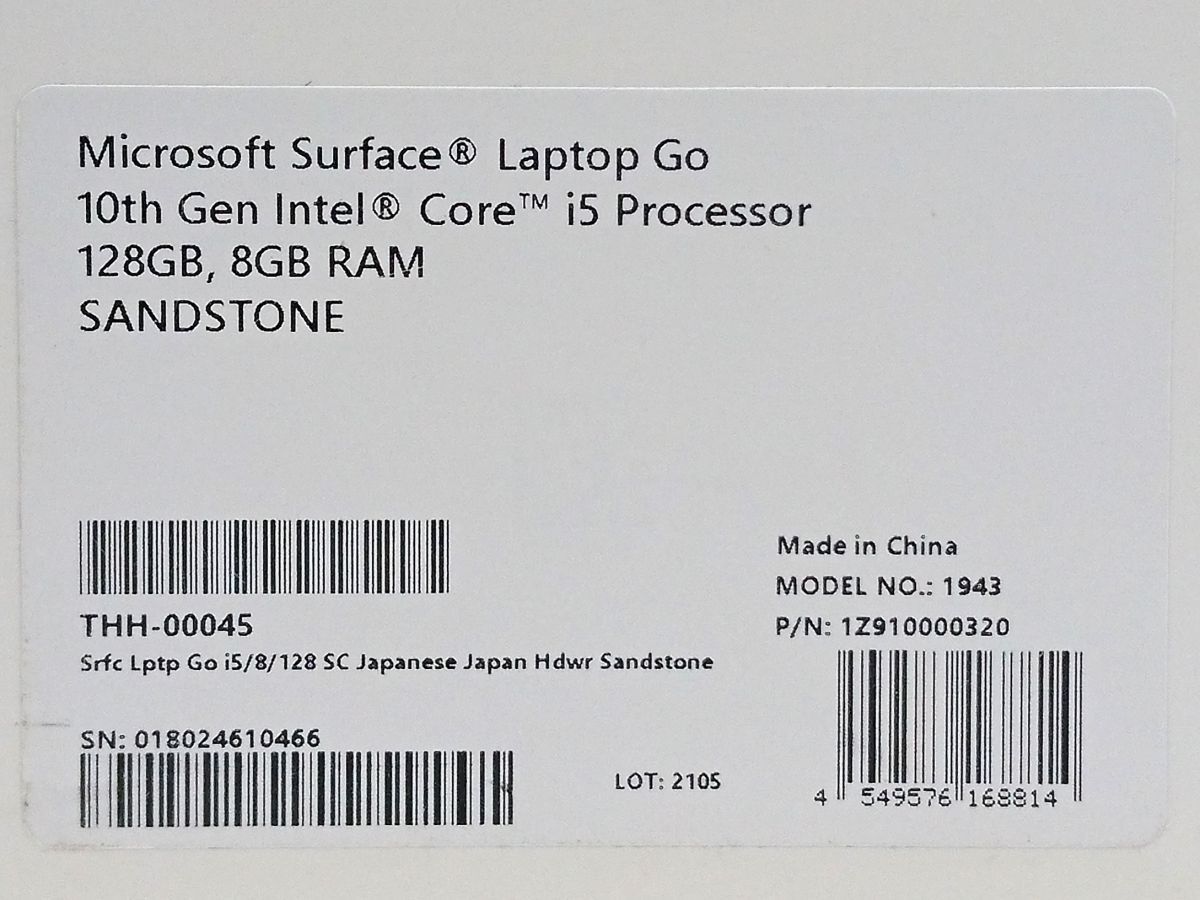  Junk Surface Laptop Go no. 10 generation THH-00045 electrification NG [M8098]