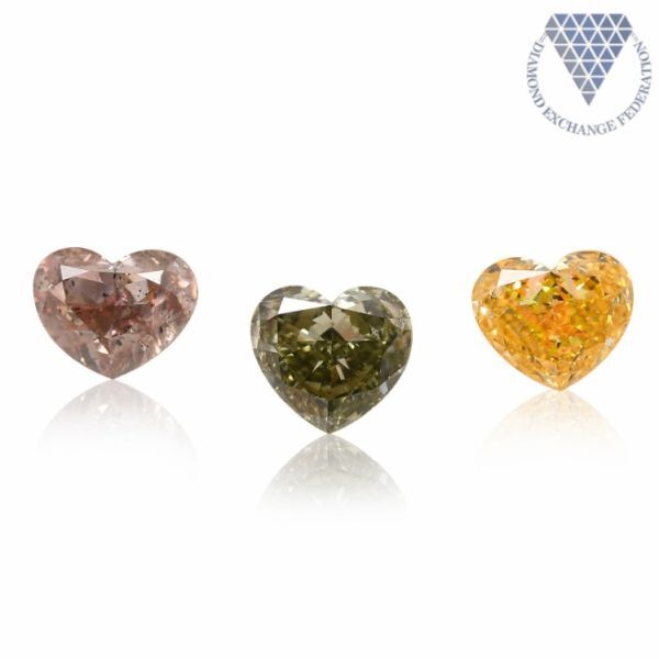 合計 1.13 ct 天然 カラー ダイヤモンド 3 ピース GIA 3 点 付 マルチスタイル / カラー FANCY DIAMOND