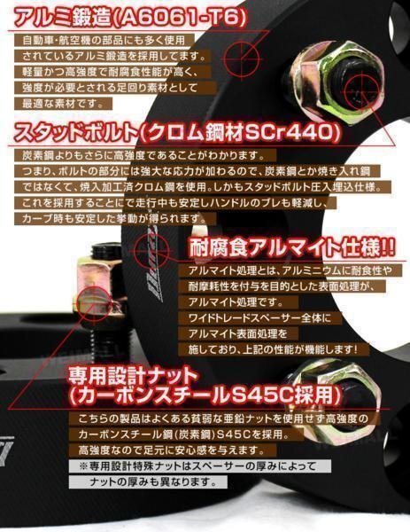 Durax正規品 黒 ワイドトレッドスペーサー 30mm 100-5H-P1.25 ナット 5穴 日産 スズキ スバル_画像5
