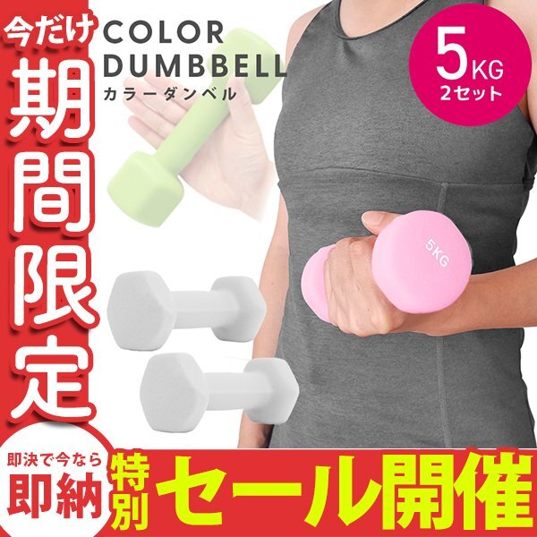 【数量限定セール】ダンベル 5kg 2個セット カラーダンベル 鉄アレイ ウエイトトレーニング ダイエット 筋トレ ダイエット グレー_画像1