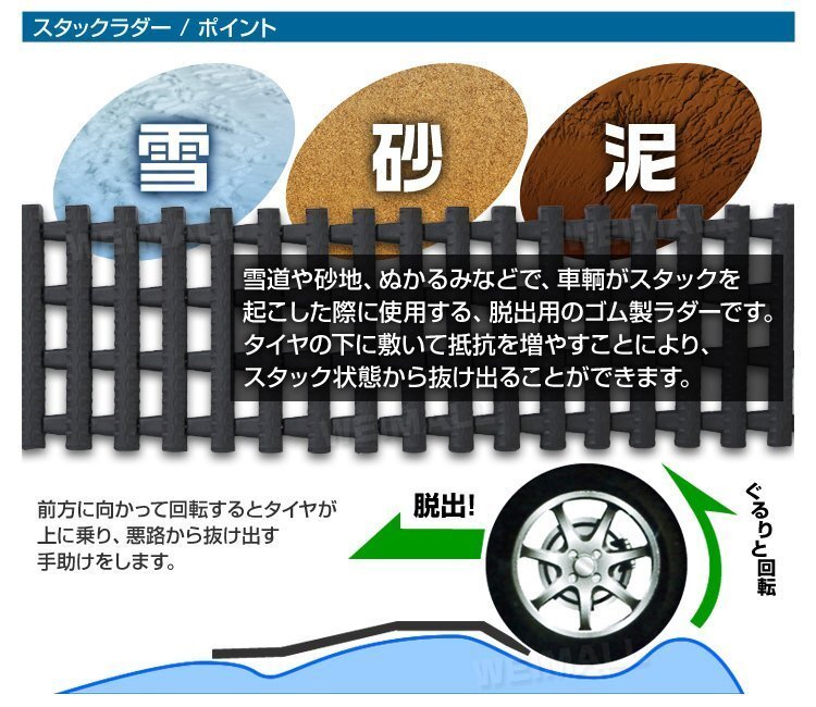 【数量限定セール】スタックラダー スタック 脱出用ラダー 悪路脱出 レスキュー 雪路 砂路 スタック脱出 カー用品 車 雪 チェーン タイヤ_画像4