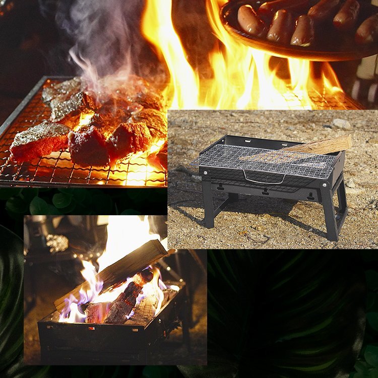 [ prompt decision 1 jpy ]BBQ portable cooking stove Solo camp folding barbecue desk-top type grill small size compact camp barbecue stove new goods unused 