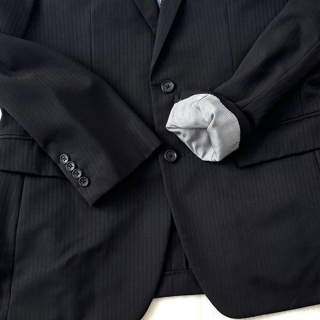 タケオキクチ TAKEO KIKUCHI スーツ セットアップ 黒 ブラック 14 2XL相当 大きいサイズ 背抜き、Super100’s_画像6