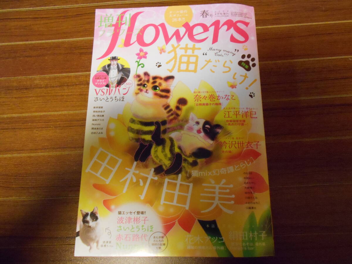 増刊 フラワーズ flowers 2024年 4月 春号 田村由美 さいとうちほ 江平洋巳 衿沢世衣子 奈々巻かなこ 絹田村子 新井理恵 特集 猫だらけ!_画像1