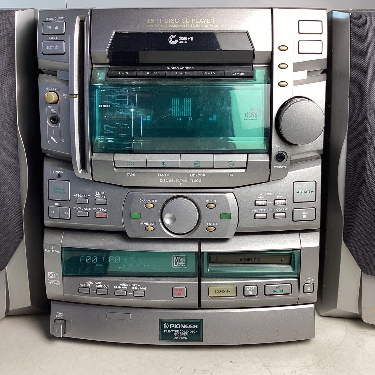k5320 PIONEER XR-P5MD 25枚CDチェンジャー +1CDプレーヤー MD カセット テープ ラジオ パイオニア システムコンポ コンポ 動作確認済 中古_画像2