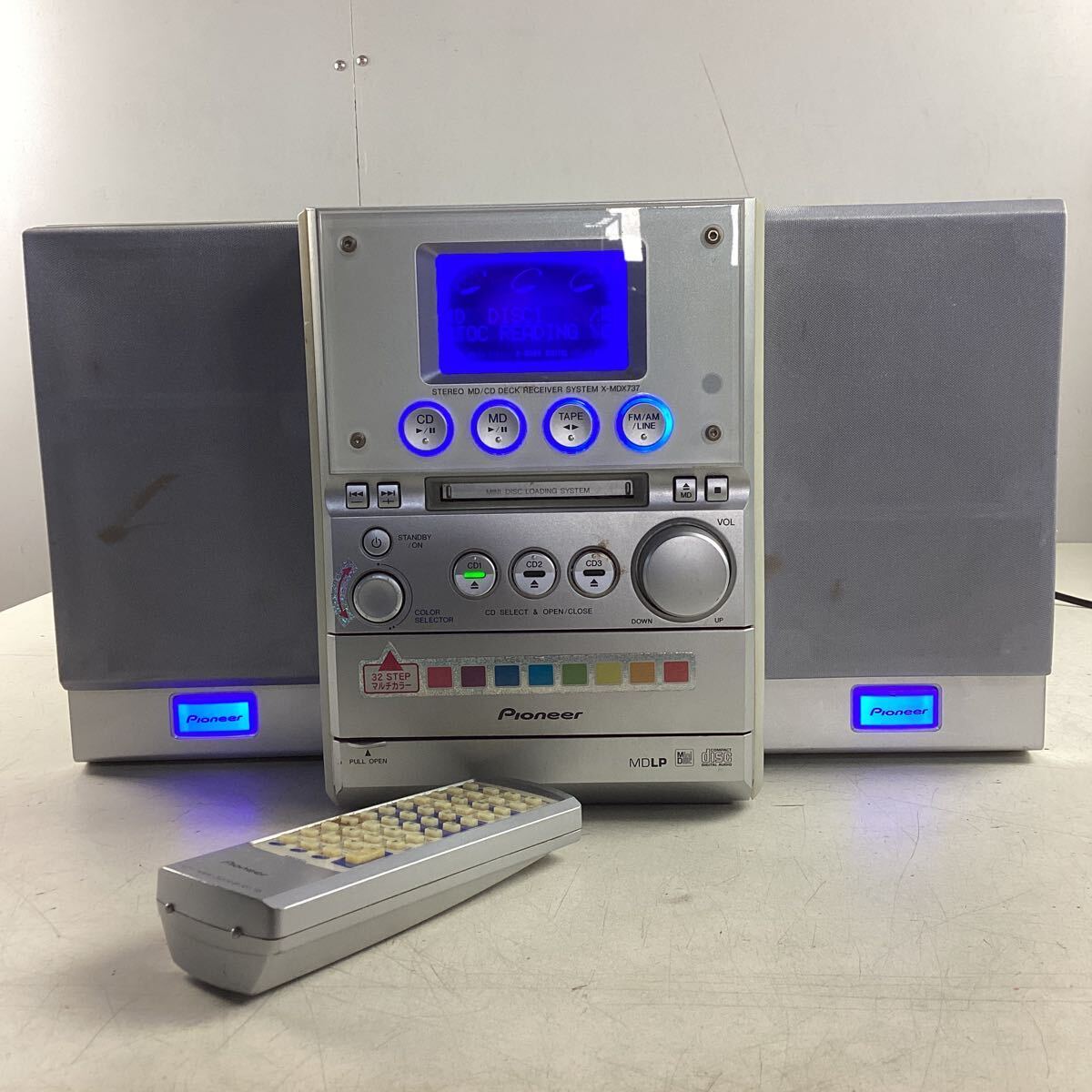 k5323 Pioneer XR-MDX737S パイオニア ミニコンポ CD MD カセット テープ ラジオ スピーカー リモコン AV 音楽 家電 動作確認済 ジャンク_画像1
