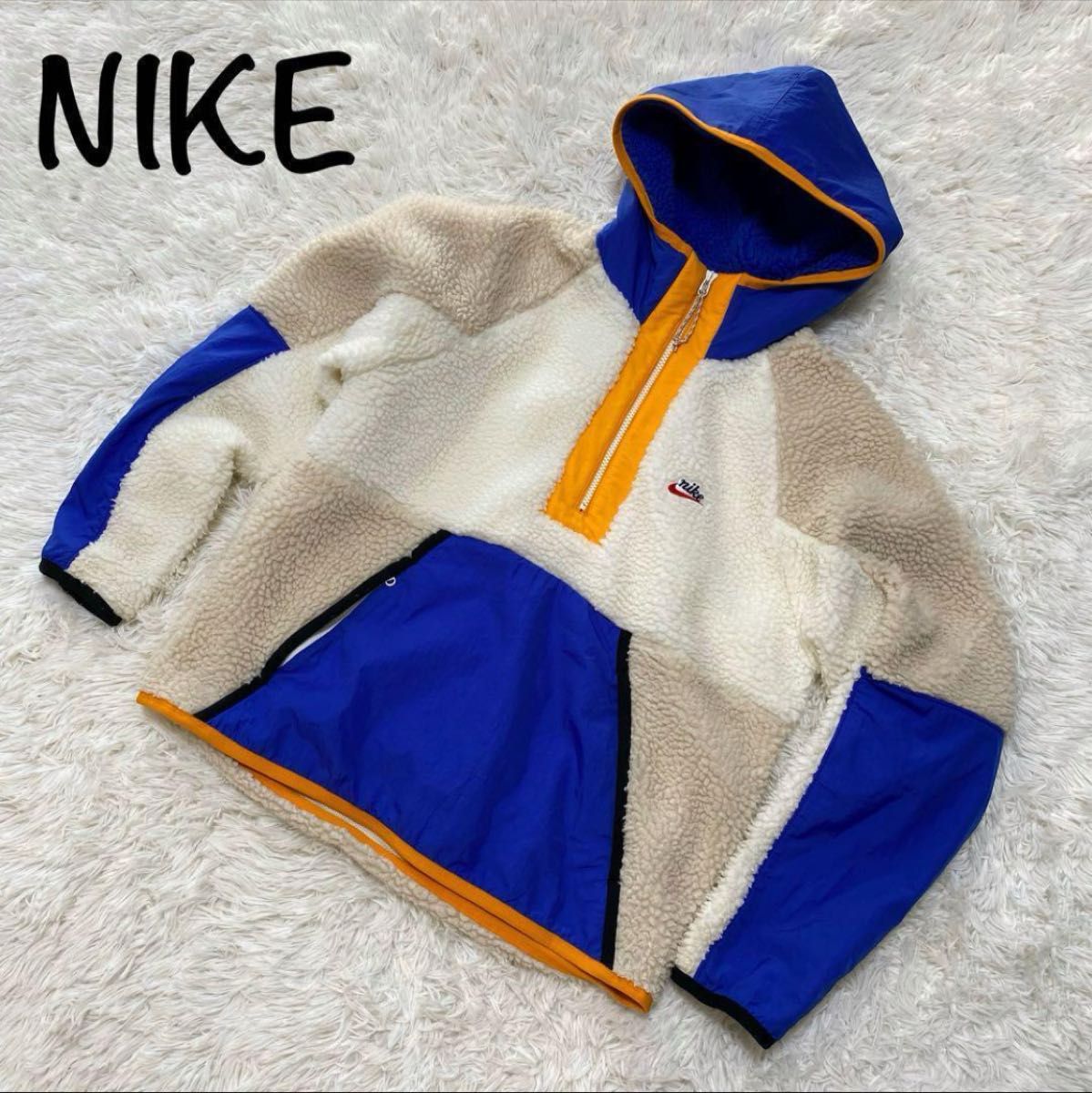 【美品】ナイキ NIKE ボアジャケット ハーフジップ M ゆめまる フリースジャケット ハーフジップ マルチカラー パーカー