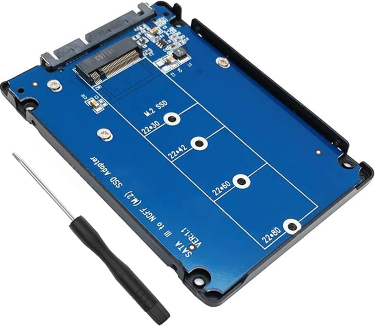 ALIKSO M.2 NGFF SATA SSD → 2.5インチ SATA3.0 変換アダプター コネクタ 7MM厚アルミ 外付_画像1