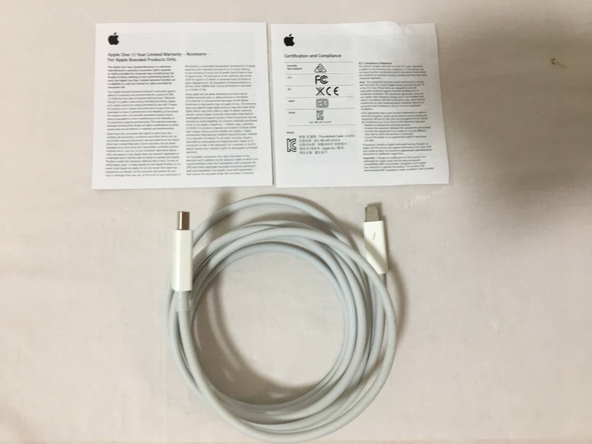 ○W089○動作品 Apple アップル 純正 Thunderbolt Cable 2m A1410 サンダーボルト ケーブル_画像4