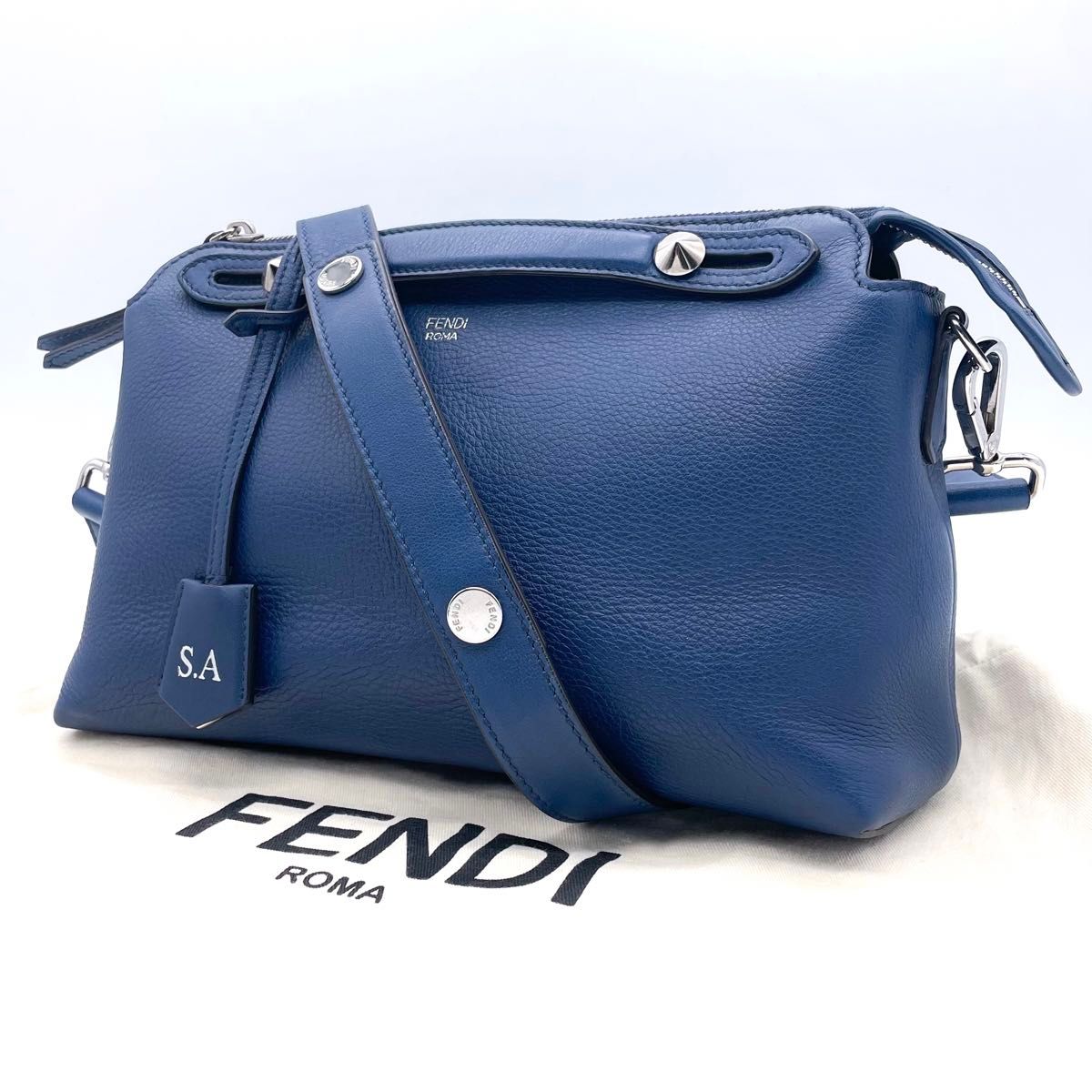 【極美品】FENDI フェンディ　バイザウェイ　ミディアム　 ショルダーバッグ 2way  ハンドバッグ　レザー　青　