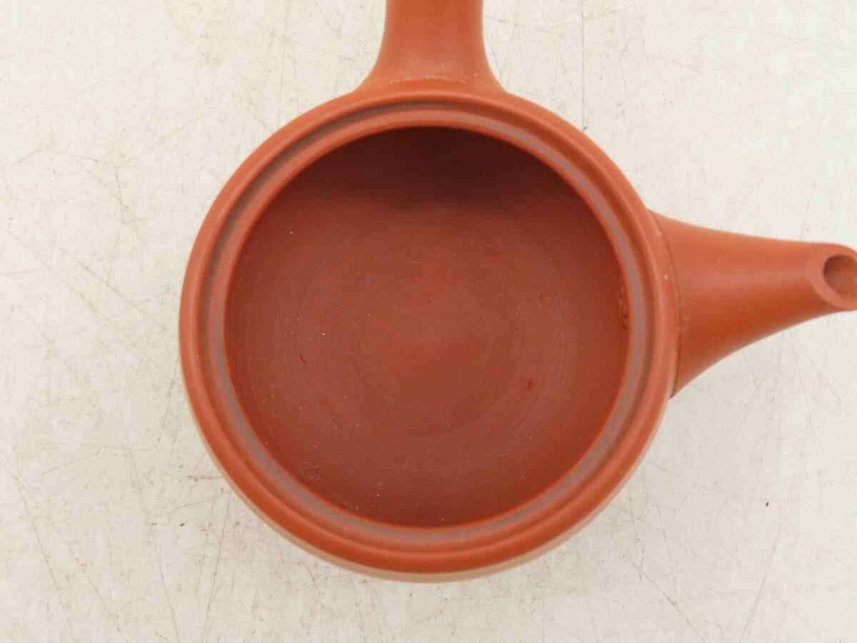 K6361 白山 作 常滑焼 朱泥 茶器揃 急須 湯冷 煎茶碗 5客 在銘 刻印 共布 共箱 陶器 時代物 古美術 茶道具 煎茶道具 SN05_画像4