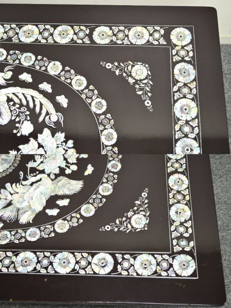 ■中古品■杏子通床 螺鈿細工 座卓 折り畳みローテーブル 韓国アンティーク家具 幅122cmの画像7