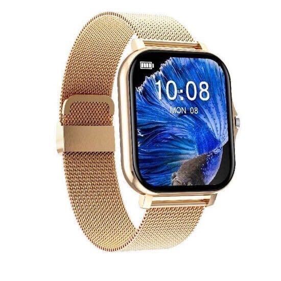 [1 jpy ] smart watch Gold steel belt waterproof Bluetooth wristwatch health control telephone call with function sport business casual 