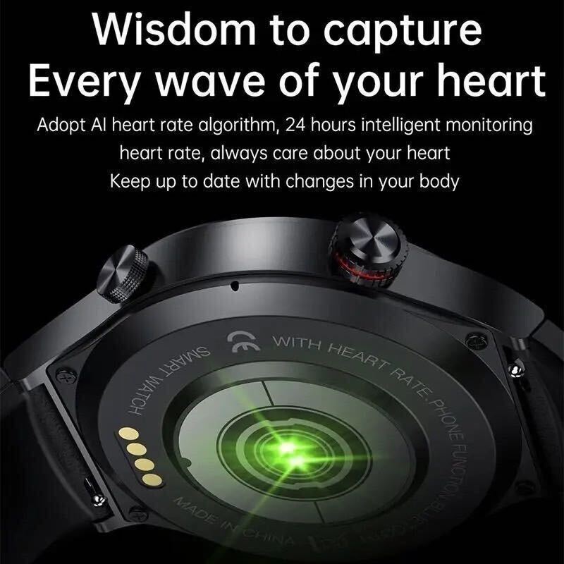 [1 jpy ~] smart watch black black stainless steel Bluetooth ECG PPG men's sport calorie health control waterproof heart . blood pressure sleeping 