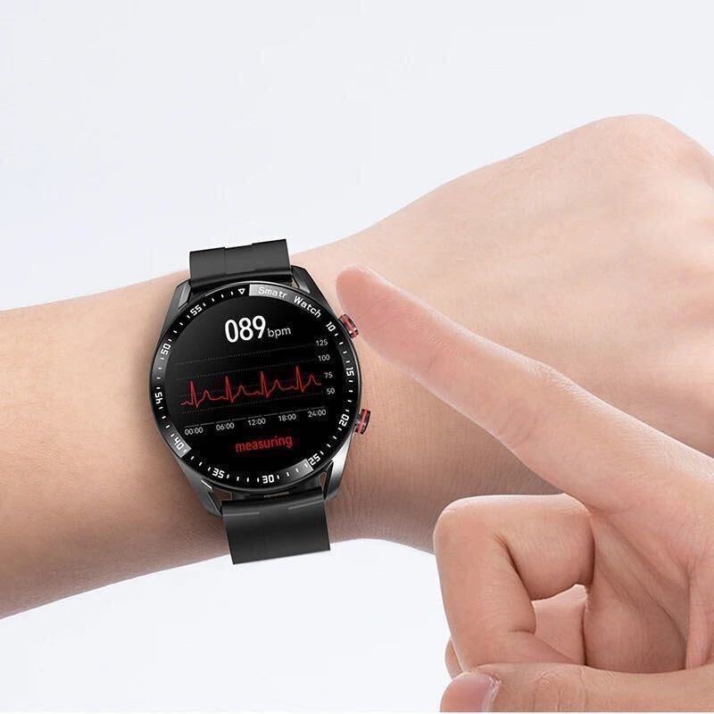 [1 иен ] смарт-часы чёрный черный steel Bluetooth ECG PPG мужской женский спорт калории водонепроницаемый здоровье управление 