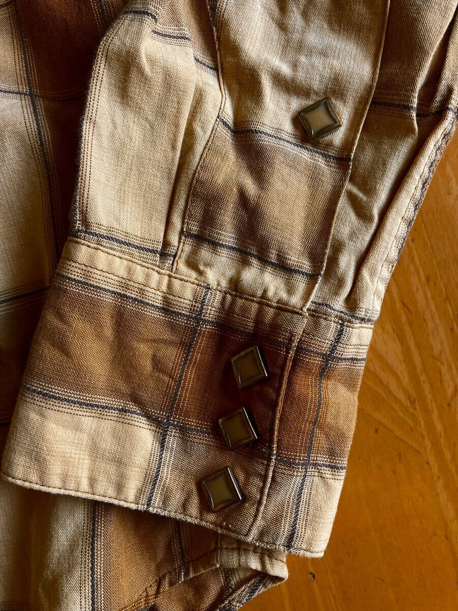 RRL ブラウンチェックウエスタンシャツ S “SAW TOOTH” ラギッドな生地 全盛期の逸品(ジャケットラルフローレンの画像8