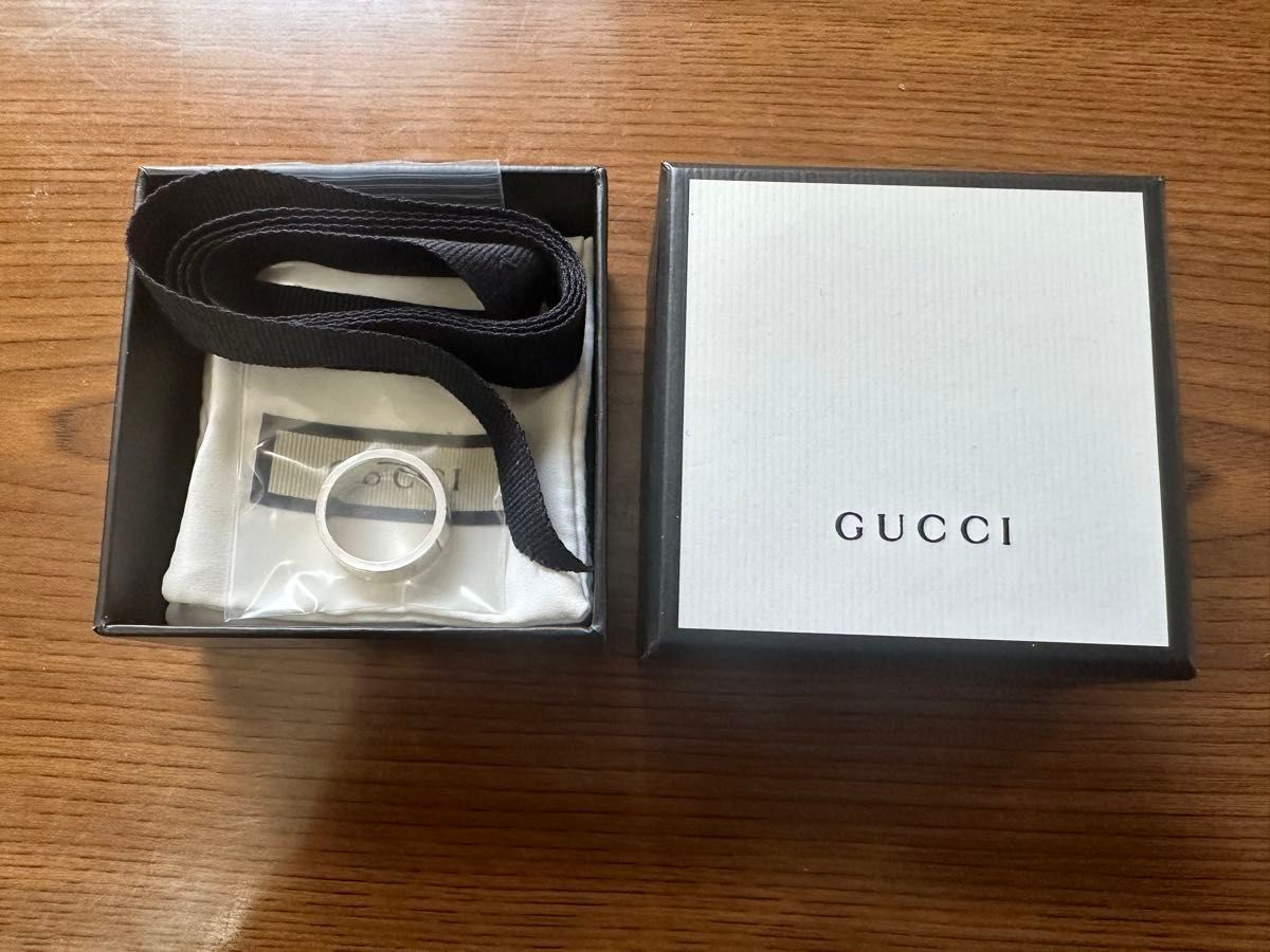 箱付き GUCCI ブランデッド Gリング 19号 シルバー 925