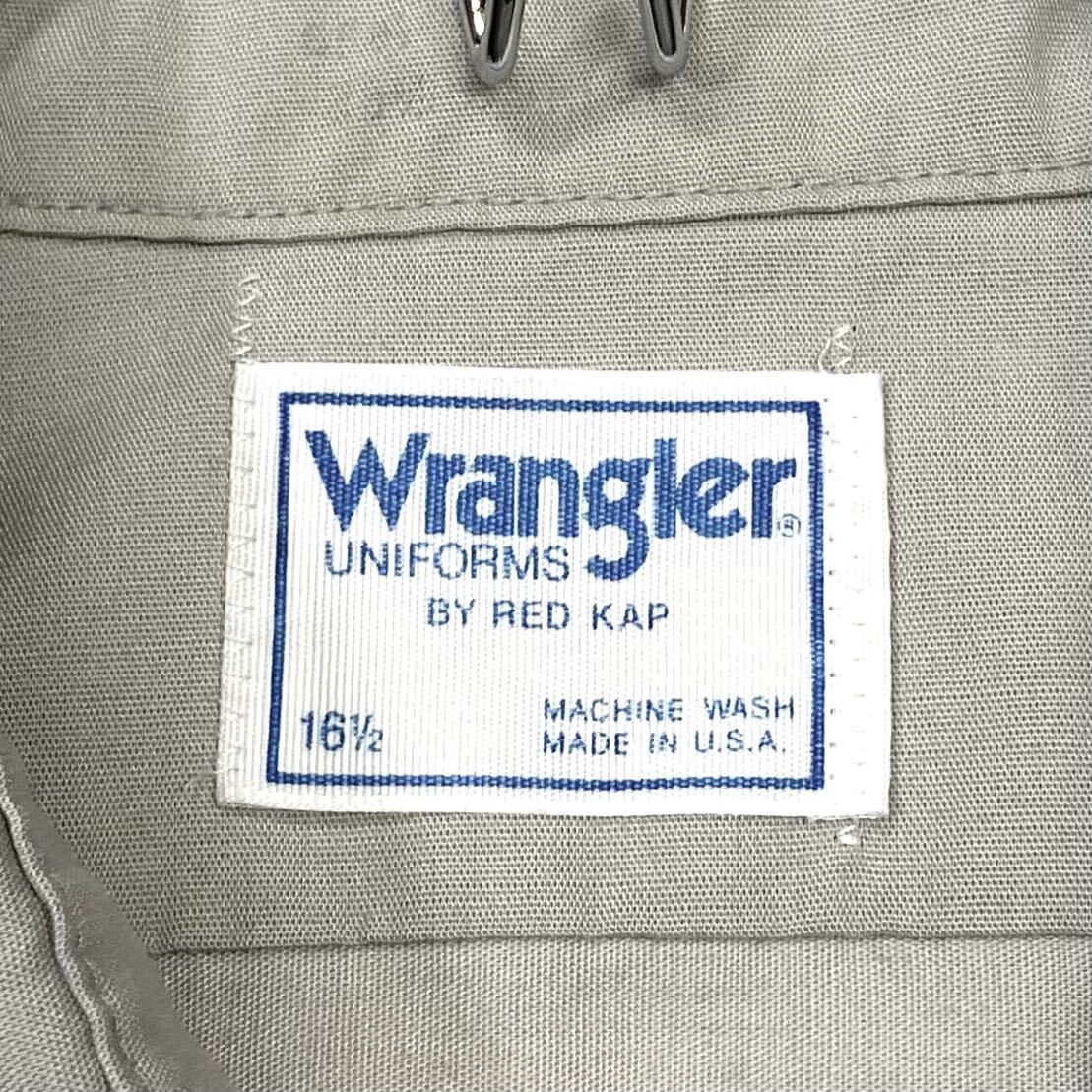 USA製 Vintage Wrangler/ラングラー 企業ロゴ ワークシャツ メンズL グレー系ベージュ_画像2