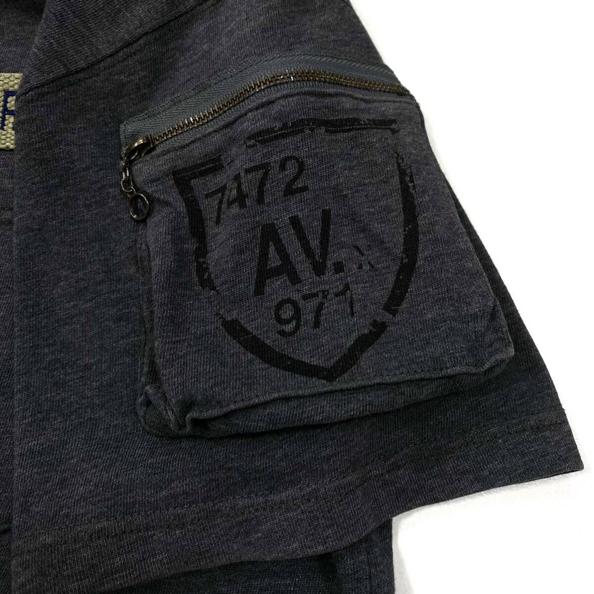AVIREX(アヴィレックス)半袖Tシャツ ポケットT ワッペンロゴ メンズS グレー系_画像6