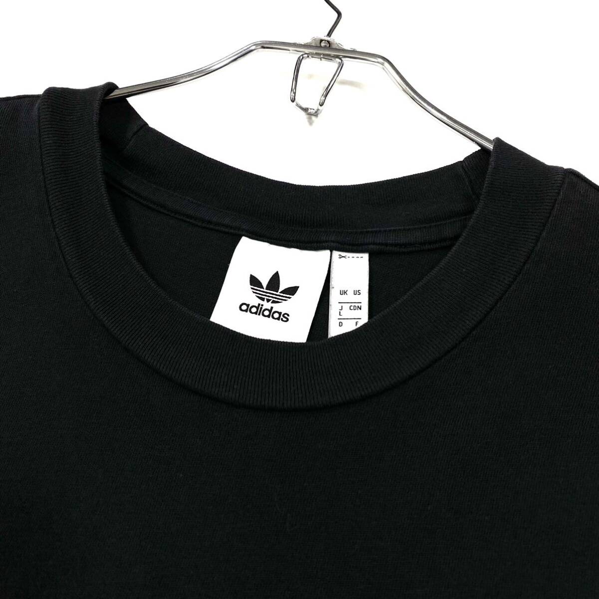 adidas(アディダス)半袖Tシャツ トレフォイル 刺繍ロゴ メンズL ブラック_画像4