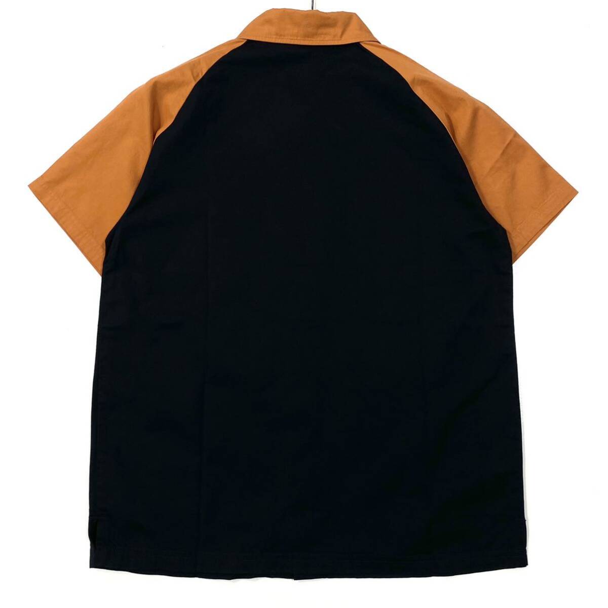 タグ付き76Lubricants(76レブリカンツ)半袖シャツ ワークシャツ ワッペン 刺繍ロゴ メンズM オレンジ系/ブラック_画像3
